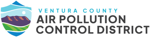 Ventura County Air Pollution Control District logo featuring stylized landscape with mountains, sky, and fields beside the text.