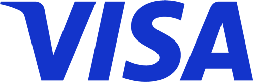 visa Blue VISA logo on a plain white background.