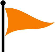 sensitive-flag Orange triangular flag on a black flagpole, waving to the right.