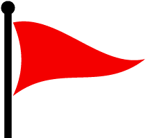 unhealthy-flag Red triangular flag on a black pole, waving to the right.